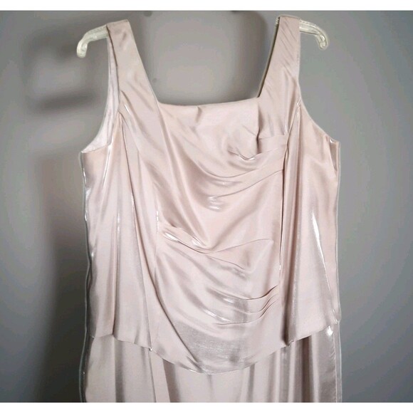 RM Richards Champagne Satin Sheath Dress Jacket Set Women's Formal Gown Plus 18W - Picture 6 of 8